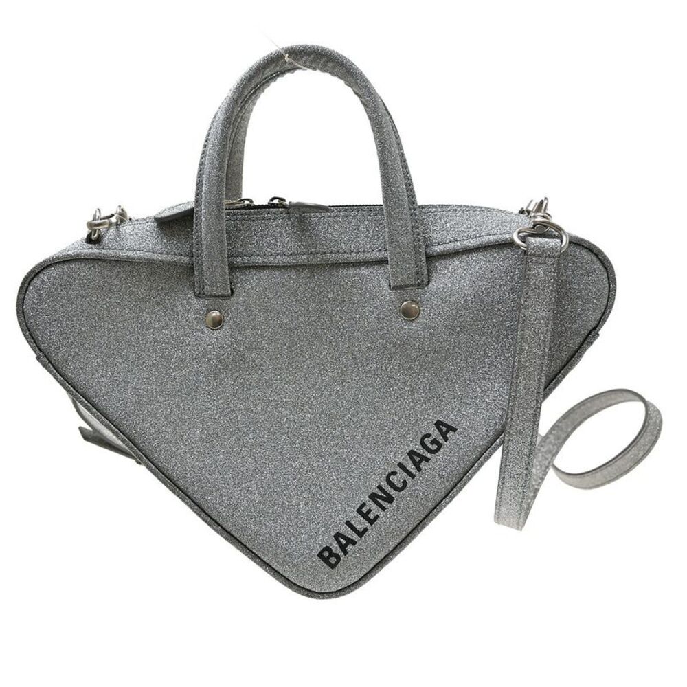 Balenciaga Triangle Leather Silver Leather Handbag
